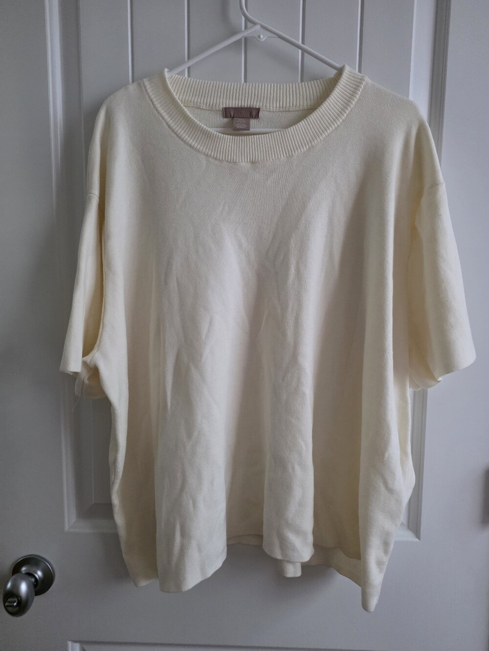 NWOT H&M Cream Short-Sleeve Knit Tee Plus Size XXL